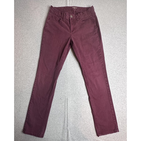 Riders By Lee Straight Jeans Womens 12/M Red Mid Rise Stretch Denim Rhinestone - Picture 2 of 14